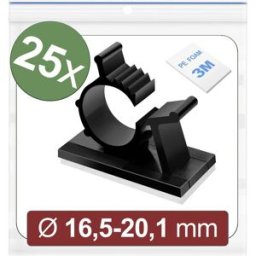 Quadrios 24CA453 Embase de fixation autocollant 24CA453 Plage de Ø du faisceau 16.5 à 20.1 mm noir 25 pc(s)