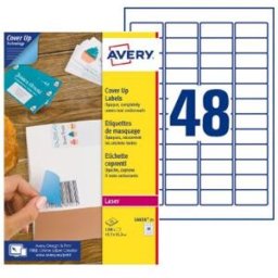 Étiquettes de masquage permanentes L4610 Avery - pour imprimante laser - opaques - 45,7 x 21,2 mm - blanc - 1200 étiquettes par boîte
