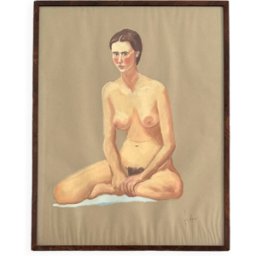 ART Nu féminin, peinture ancienne à la gouache multicolore 52x2x67