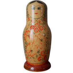 Grande poupée Russe artisanale vintage cache-bouteille objet de collection décoration bois 13x13x33