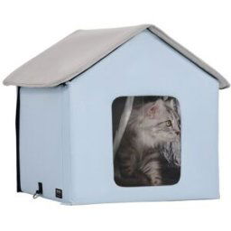 VEVOR Maison Niche Chat Chauffante Extérieur Pliable Coussin Chauffant Bleu S