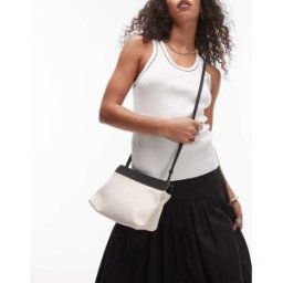 ARKET - Petit sac bandouliÃ¨re en toile avec dÃ©tail en cuir noir et coutures contrastantes - Blanc-Neutre Neutre No Size female