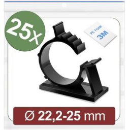 Quadrios 24CA454 Embase de fixation autocollant 24CA454 Plage de Ø du faisceau 22.2 à 25 mm noir 25 pc(s)
