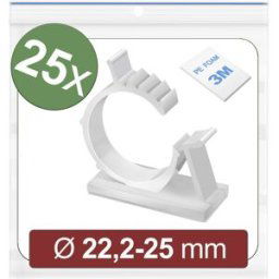 Quadrios 24CA449 Embase de fixation autocollant 24CA449 Plage de Ø du faisceau 22.2 à 25 mm blanc 25 pc(s)