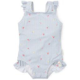 Little Dutch Maillot de bain 1 pièce à volants Sunny Flowers Blue (3-4 ans)