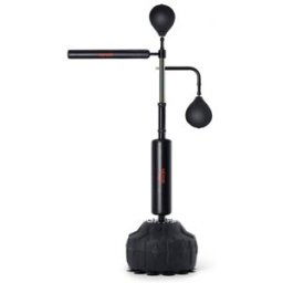 VEVOR Entraîneur de vitesse de boxe, avec support, sac de boxe réflexe pour adolescents et adultes, sac de frappe sur pied réglable en hauteur avec gants, pour entraînement de gym à domicile, noir