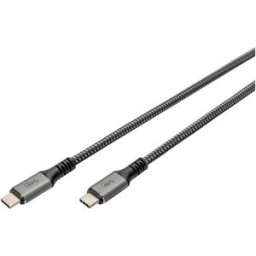 Digitus Câble USB-C USB4™ USB-C® mâle 1.00 m noir blindage par tresse, blindé, résiste aux déchirures, rond, 8K UHD DB-300443-010-S