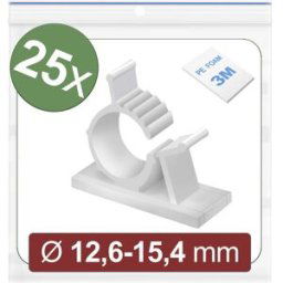 Quadrios 24CA447 Embase de fixation autocollant 24CA447 Plage de Ø du faisceau 12.6 à 15.4 mm blanc 25 pc(s)