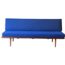Lit de repos 3 places par Peter Hvidt & Orla Molgaard pour France & Son bleu 189x79x81