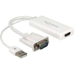 Adaptateur VGA, USB, HDMI Delock 62460 [1x VGA mâle, USB 2.0 type A mâle - 1x HDMI femelle] 25.00 cm blanc