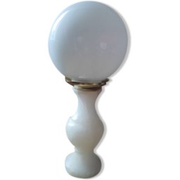Lampe de bureau chevet originale base marbre blanc globe opaline ancien vintage blanc 15x15x38