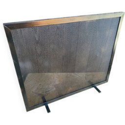 Pare Feu Écran De Cheminée Ancien Métal Noir Grille Perforée Vintage noir 56x12x46