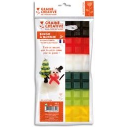 DTM Lot de 6 plaques de cire à modeler 240g, couleur Noël, noir,rouge,blanc,jaune,vert clair,vert foncé