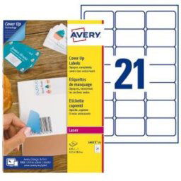 Étiquettes de masquage permanentes L4610 Avery - pour imprimante laser - opaques - 63,5 x 38,1 mm - blanc - 525 étiquettes par boîte
