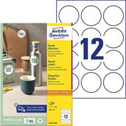 Avery Zweckform L3416-100 Etiquette universelles Ø 60 mm papier blanc 1200 pc(s) fixation permanente imprimante à jet dencre, imprimante laser, imprimante