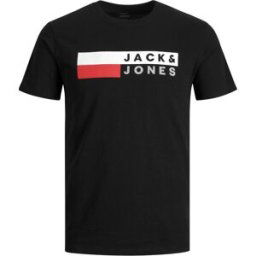 Jack And Jones Short Sleeve Logo T-Shirt Mens Plus Size Noir 3XL Male