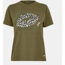 Biba Logo T-Shirt Khaki Lèvres 12 (M) Female