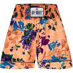 Off White Satin Logo-Patch Shorts Pêche Orange M (42) Female