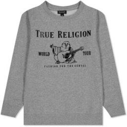 True Religion Foil Buddha Logo Sweatshirt Boy's Gris chiné 10 ans Male
