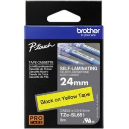 Brother TZESL651 Bande auto-plastifiante Couleur de ruban: jaune Couleur de police: noir 24 mm 8 m