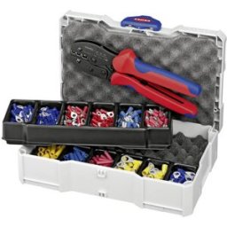Knipex 97 90 21 Pince à sertir pour cosses isolées, pour connecteurs enfichables isolés, pour connecteurs de jonction isolés 0.5 à 6 mm² assortiment à sertir