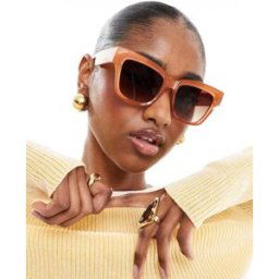 AJ Morgan - Lunettes de soleil carrÃ©es Ã monture Ã©paisse - Ambre-Orange Orange No Size female