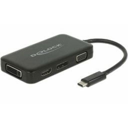 Delock USB 2.0 Adaptateur [1x USB-C® mâle - 1x VGA femelle, HDMI femelle, DVI femelle 24+5 pôles, DisplayPort femelle] 63929 0.15 m