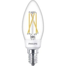 Philips LED 77215400 LED CEE F (A - G) E14 forme de flamme 5 W, 2.5 W, 1 W = 40 W, 18 W, 9 W blanc chaud (Ø x L) 3.5 cm x 10.6 cm à intensité variable 1 pc(s)