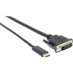 Câble adaptateur Manhattan USB-C® / DVI USB-C® mâle, Fiche mâle DVI-D 24+1 pôles 2.00 m noir 152457 Câble dafficheur USB-C®