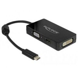 Delock USB 2.0 Adaptateur [1x USB-C® mâle - 1x VGA femelle, HDMI femelle, DVI femelle 24+5 pôles] 63925 0.13 m