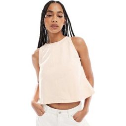 ASOS DESIGN - Top en denim coupe nageur - PÃªche-rose rose 44 female
