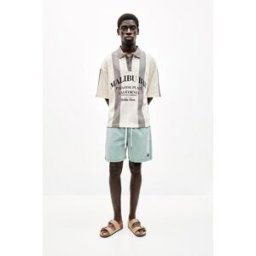 Pull&Bear Short De Bain Stwd Garment Dye Vert d eau S male