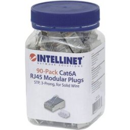 Intellinet Connecteur modulaire RJ45 STP 3 points pour câble massif 90 mâle dans la tasse, Intellinet 90-Pack Cat6A 790680 Contact à sertir Nombre de pôles
