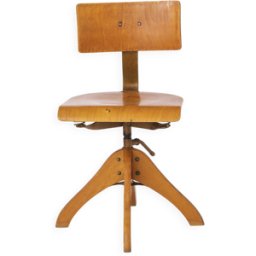 Chaise industrielle vintage des années 1950 Tabouret d'usine allemand réglable, hêtre beige 39x48x89
