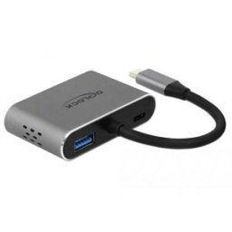 Delock USB 2.0 Adaptateur [1x USB-C® mâle - 1x HDMI femelle, VGA femelle, USB-C® femelle] 64074 0.12 m