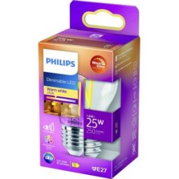 Philips LED 871951432419000 LED CEE D (A - G) E27 forme de goutte 2.5 W = 25 W blanc chaud (Ø x L) 45 mm x 78 mm 1 pc(s)
