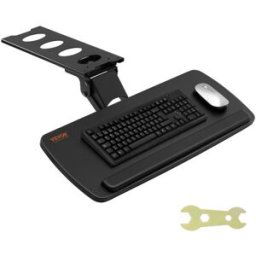 VEVOR Support Clavier 63,5x25 cm Plateau pour Clavier et Souris Coulissant sous Bureau Charge Max 5 kg Tablette Coulissante Clavier Fixation Facile Hauteur et Angle Réglable pour PC Bureau Domicile