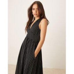 Nobody's Child - Starlight - Robe sans manches longueur mollet Ã rayures - Noir Noir 36 female