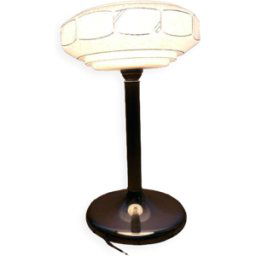 Lampe vintage chrome et globe tulipe verre Clichy argent 22x22x36