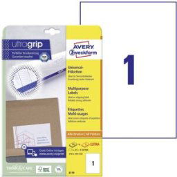 Avery Zweckform 6119 Etiquette universelles 210 x 297 mm papier blanc 30 pc(s) fixation permanente imprimante à jet dencre, imprimante laser, imprimante laser