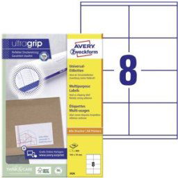 Avery Zweckform 3426 Etiquette universelles 105 x 70 mm papier blanc 800 pc(s) fixation permanente imprimante à jet dencre, imprimante laser, imprimante laser