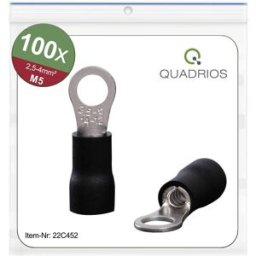 Quadrios 22C452 Cosse à oeillet Section max.=4.0 mm² Ø du trou=5.3 mm partiellement isolé noir 1 set
