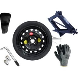Extradeon Kit - Roue de secours FIAT 500 Abarth II R16 4x98x58,1 + Clé gola + Cric + House pour cric