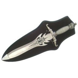 Dague fantastique métal 39cm + socle bois