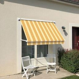 CÔTÉ STORE Store de fenêtre à projection avec coffre - Jaune rayé