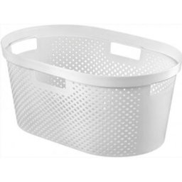 Curver INFINITY DOTS 39L Panier a linge 58,5 x 26,5 x 38,5 cm, blanc 04755-N23