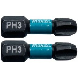 Makita B-63622 Embouts Impact Black 25 mm PHILLIPS (PH), Hexa 1/4''