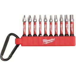 Milwaukee Shockwave Jeu De 10 Embouts Mousqueton PH2 PZ2 T15 T20 T25 T30 T40 4932480941
