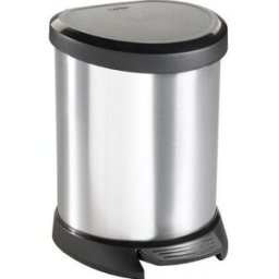 Curver DECO BIN 5L Poubelle a pédale 24,6 x 27,7 x 21 cm argenté/noir 02160-599