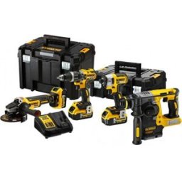 DeWALT DCK422P3T Pack de 4 outils DCD796+DCH273+DCF887+DCG405+3 x 5,0 Ah+DCB1104